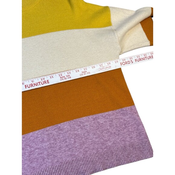 Sugar + Lips Colorblock Pullover Sweater Yellow  Lavender Striped Crewneck Small - Picture 6 of 8